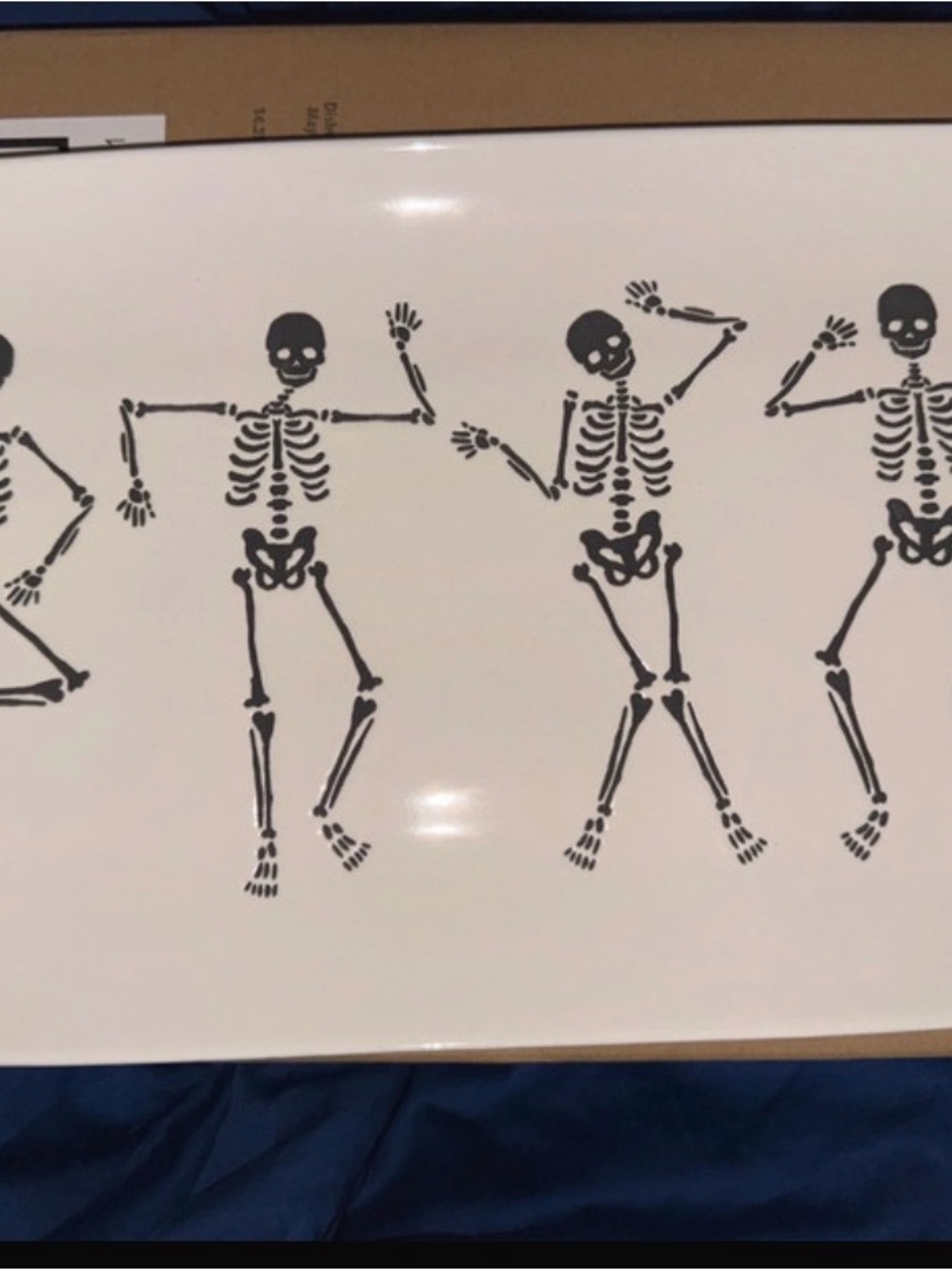 Black Dancing Skeletons serving ceramic tray- Dishwasher safe #Halloween